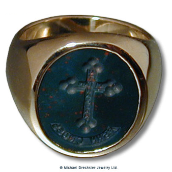 Bloodstone Crest Signet Ring with the RSHM Cross