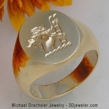 Gold Signet Ring with Price Family Crest