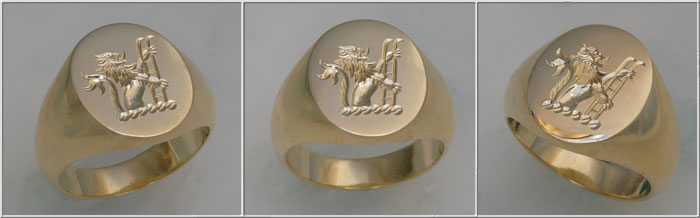 Gold Signet Ring with Price Family Crest