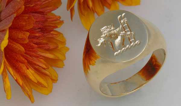 Gold Signet Ring with Price Family Crest