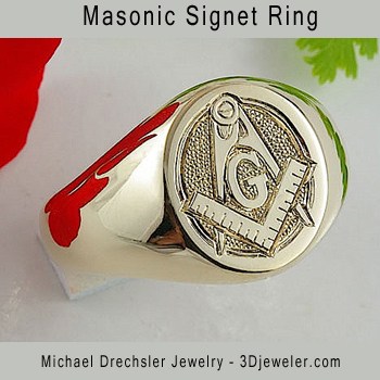 Hand Engraved Masonic Signet Ring