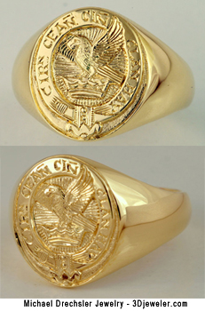 Hand Engraved Gold Signet Ring With The Scottish 