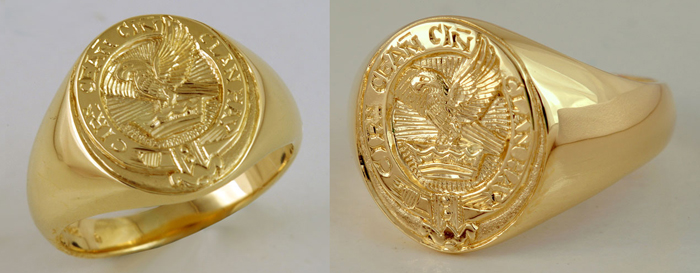 Hand Engraved Gold Signet Ring With The Scottish