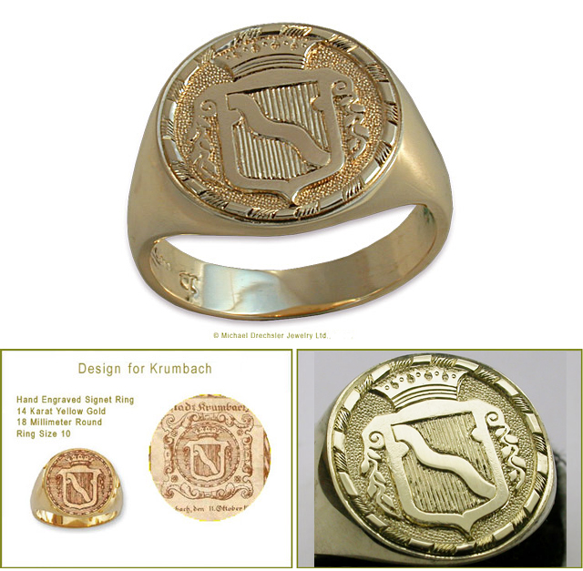 Family Crest Gold Signet Ring