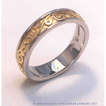 Filigree Yellow && White Gold Band