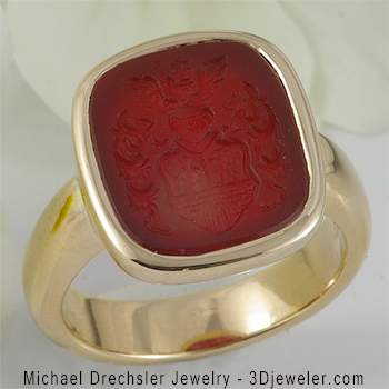 Ladies Carved Carnelian Signet Ring