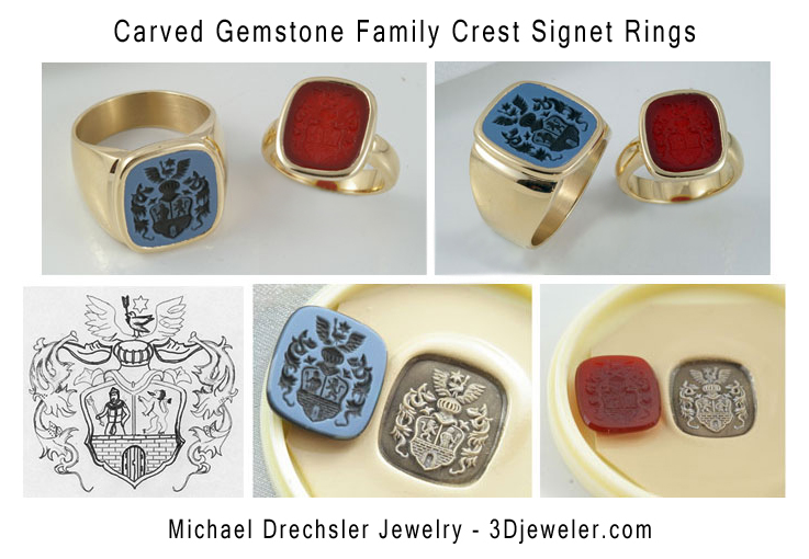 Blue Grey Sardoynx Signet Ring