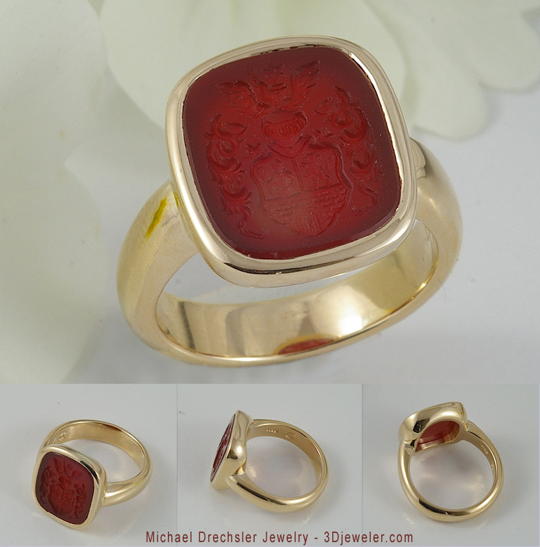 Ladies Carved Carnelian Signet Ring