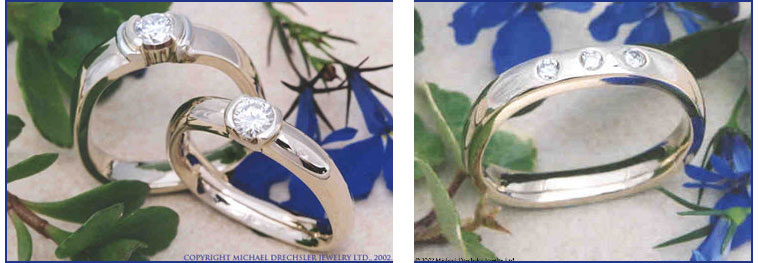 Matched White Gold Engagement && Wedding Rings