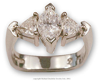 Trillion && Marquise Cut Diamond Engagement Ring
