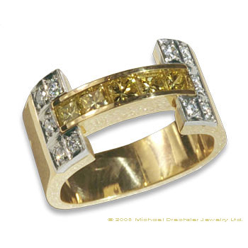 Natural Yellow Princess Cut Diamond Ring